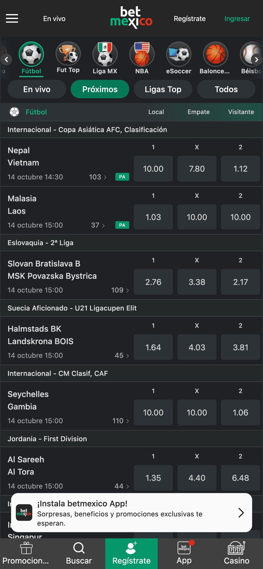 Apuestas deportivas en Betmexico