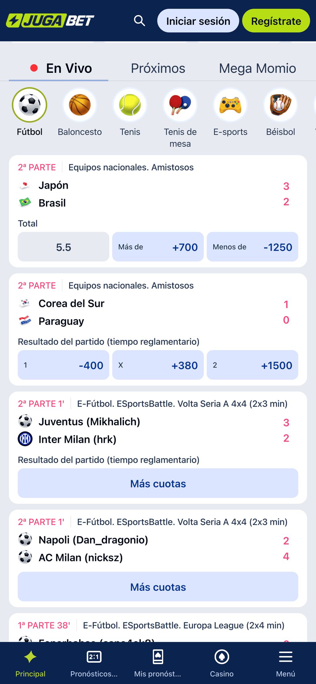 Apuestas deportivas en JugaBet