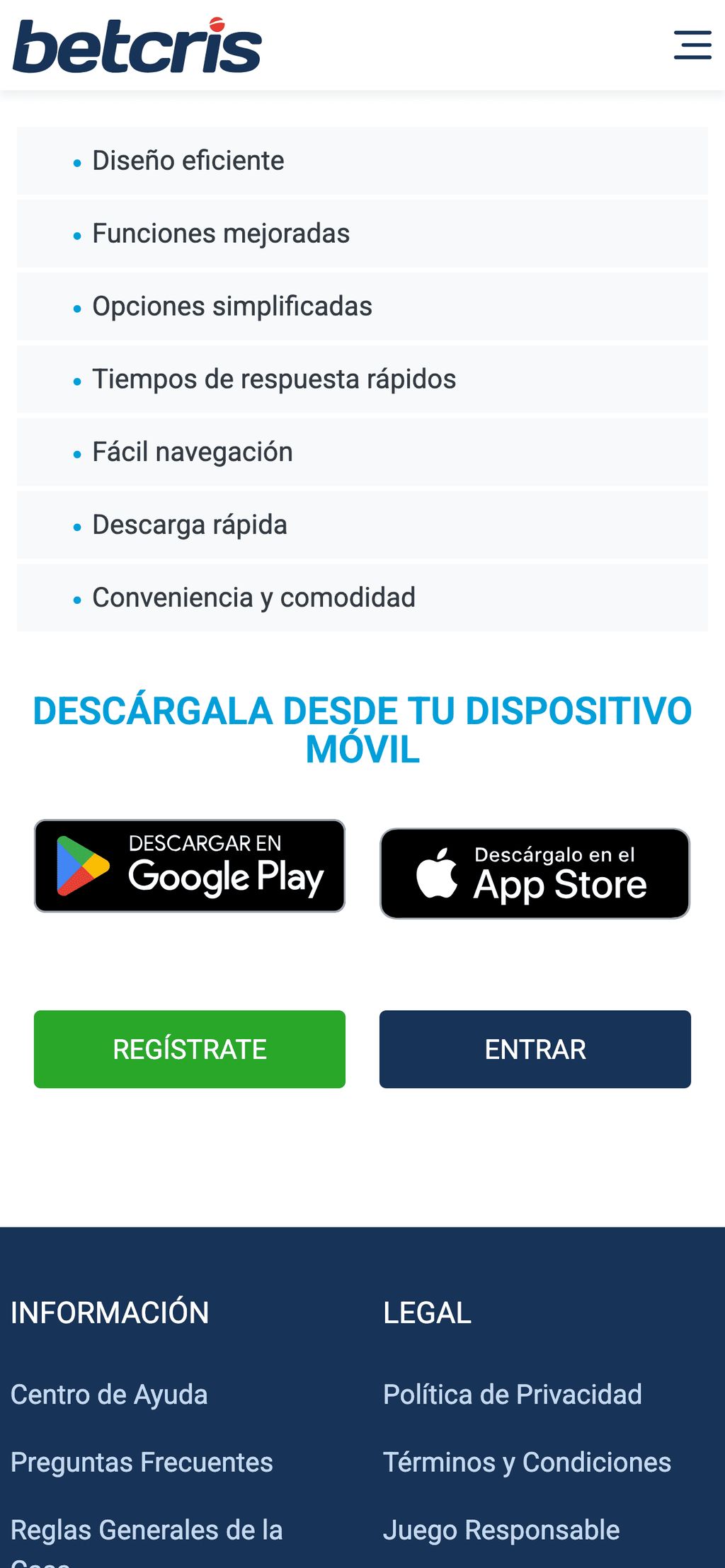 Aplicaciones Betcris para Android e iOS