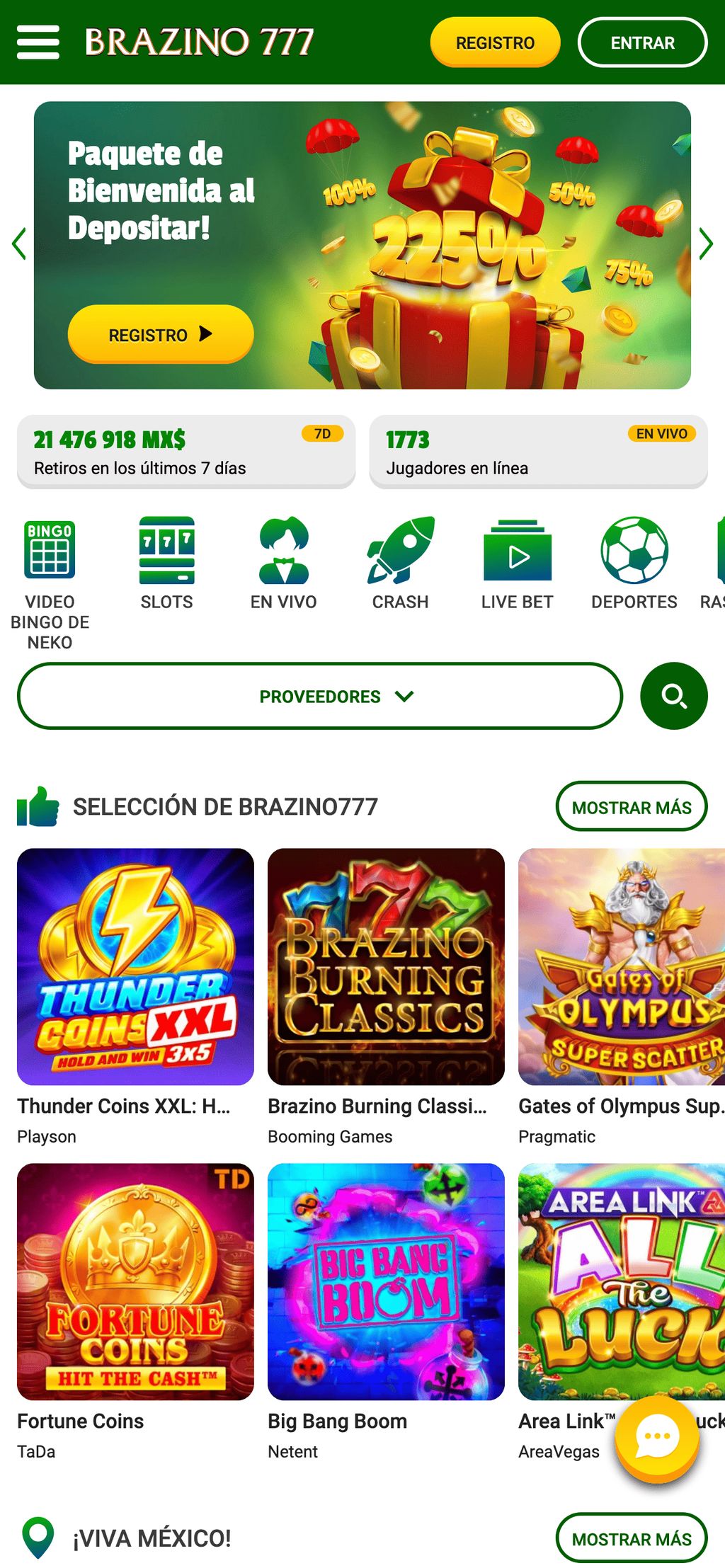 Colección de tragamonedas en brazino777