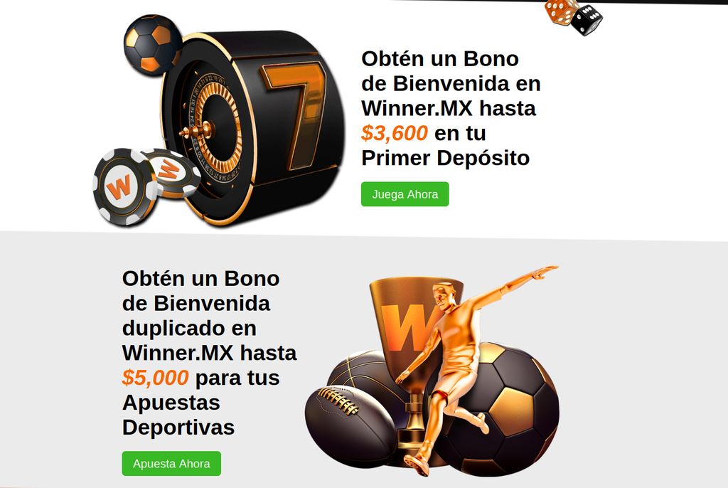Winner ofrece bonos diferenciados para casino y apuestas deportivas