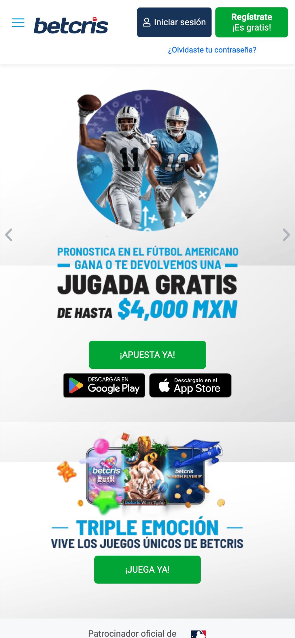 Página principal de Betcris.mx