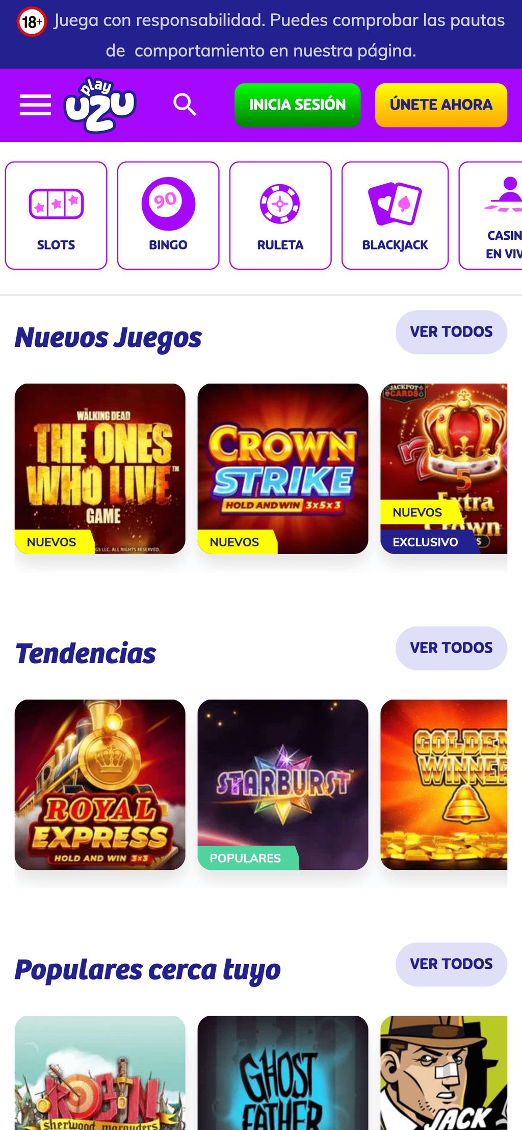 Casino y selección de tragamonedas en PlauUZU