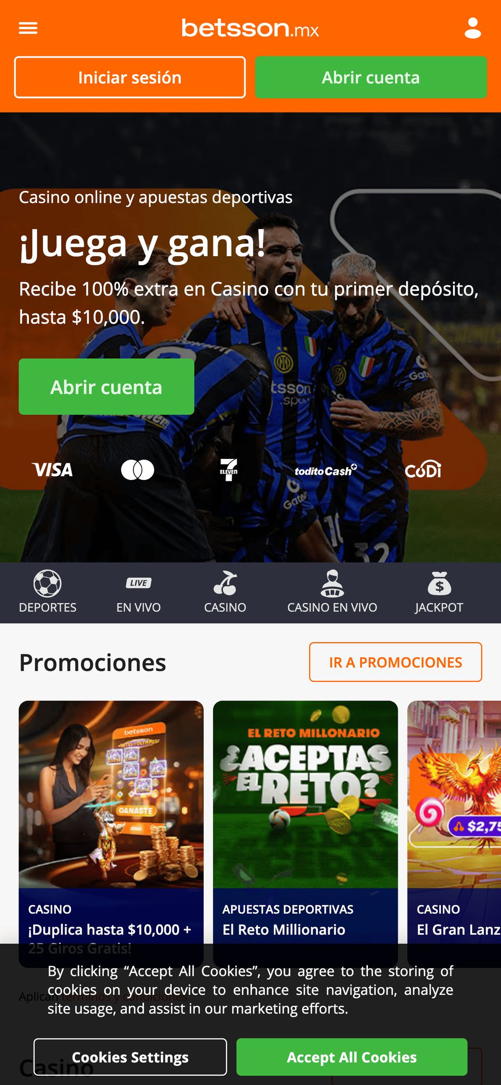 Sitio web betsson.mx