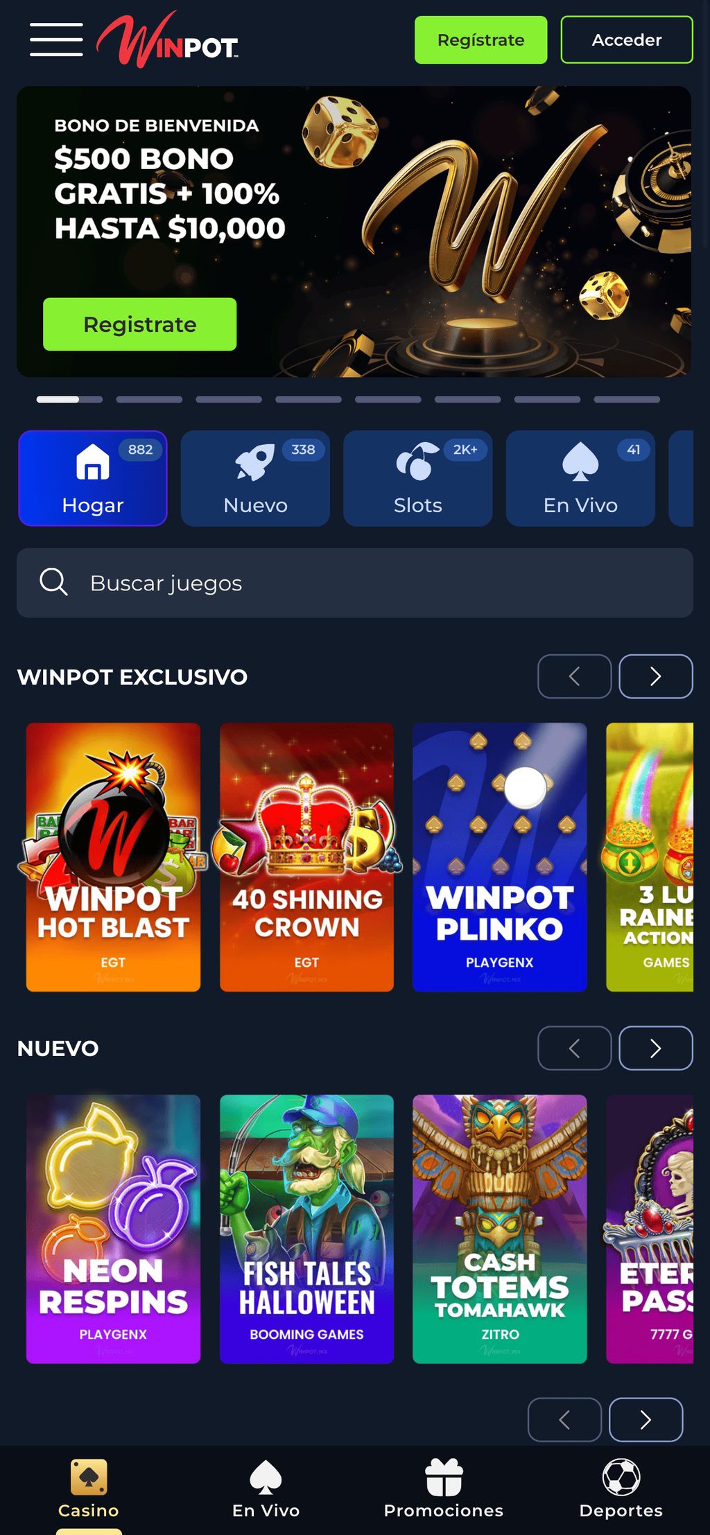 Tragamonedas en el casino Winpot