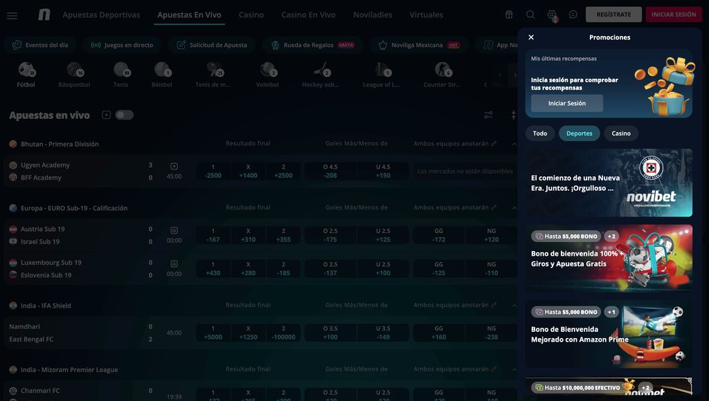 Promociones de Novibet para nuevos jugadores