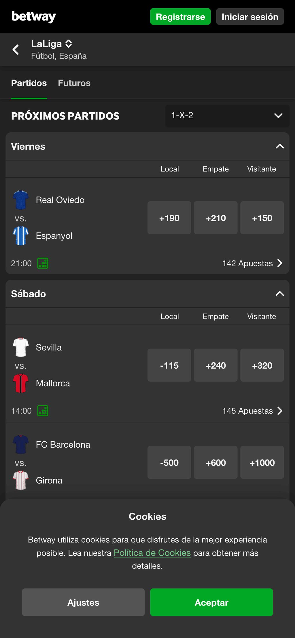 Apuestas en La Liga en BetWay