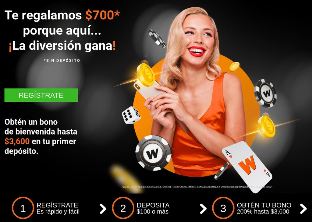 Bono de bienvenida de Winner: 200% hasta $3,600 MXN en el primer depósito